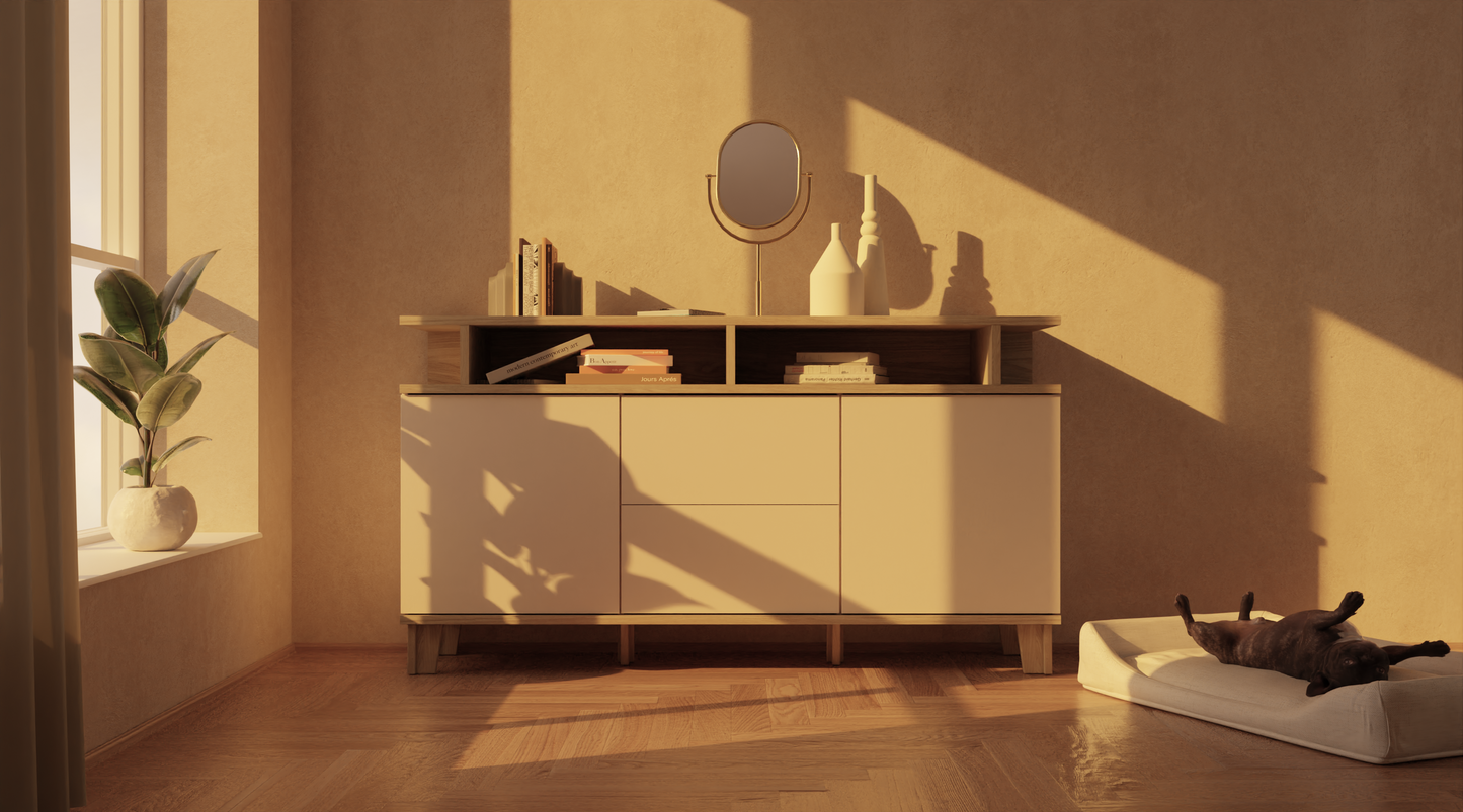 Komoda z szufladami i półkami 165 cm - Outlet