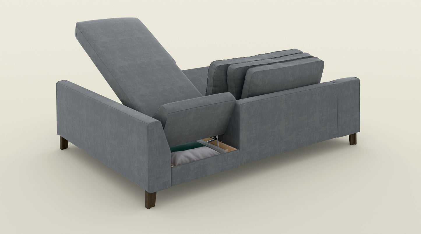 Narożnik z funkcją spania (ciemny szary / ciemny dąb) - OUTLET