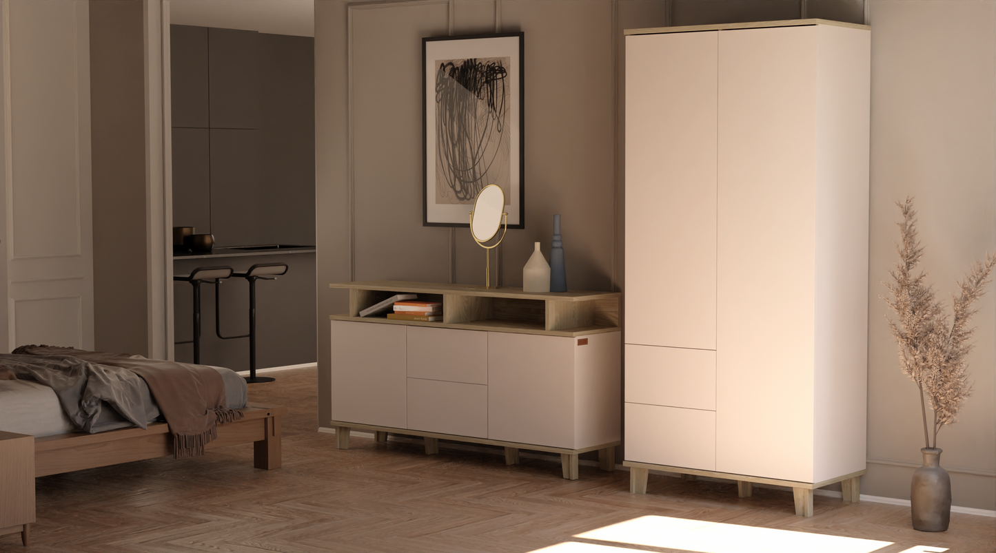 Komoda z szufladami i półkami 165 cm - Outlet
