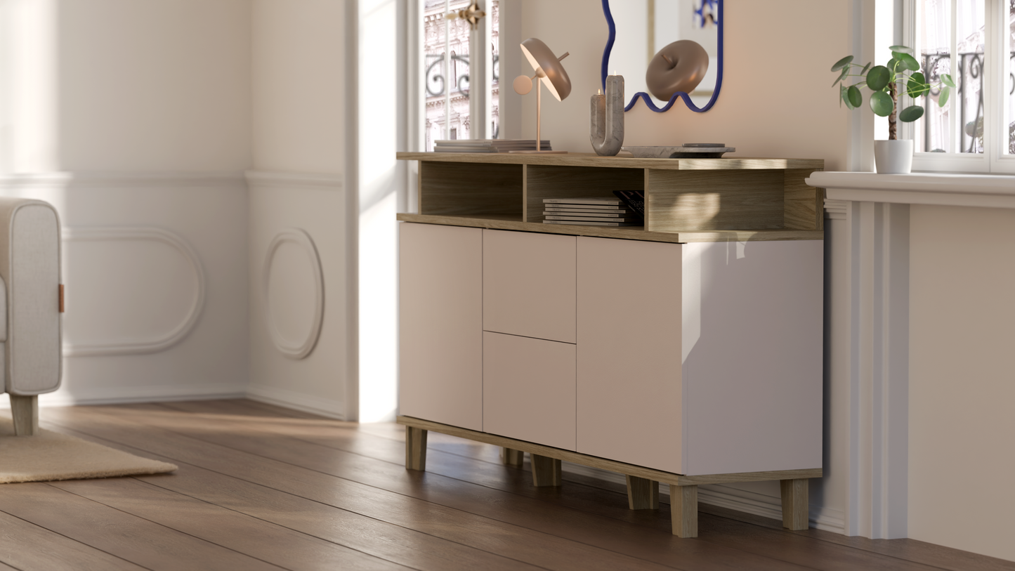 Komoda z szufladami i półkami 165 cm - Outlet
