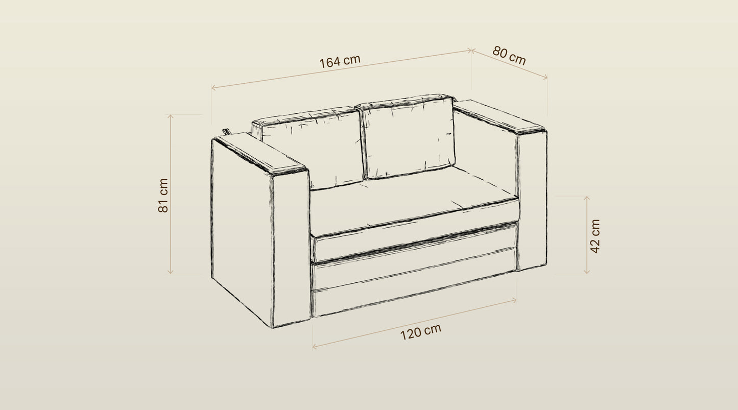 Sofa dwuosobowa z funkcją spania