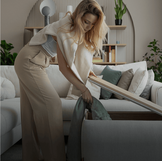 Pufa welurowa ze schowkiem 3w1