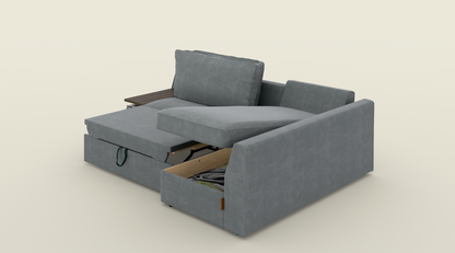 Narożnik z funkcją spania (ciemny szary / ciemny dąb) - OUTLET