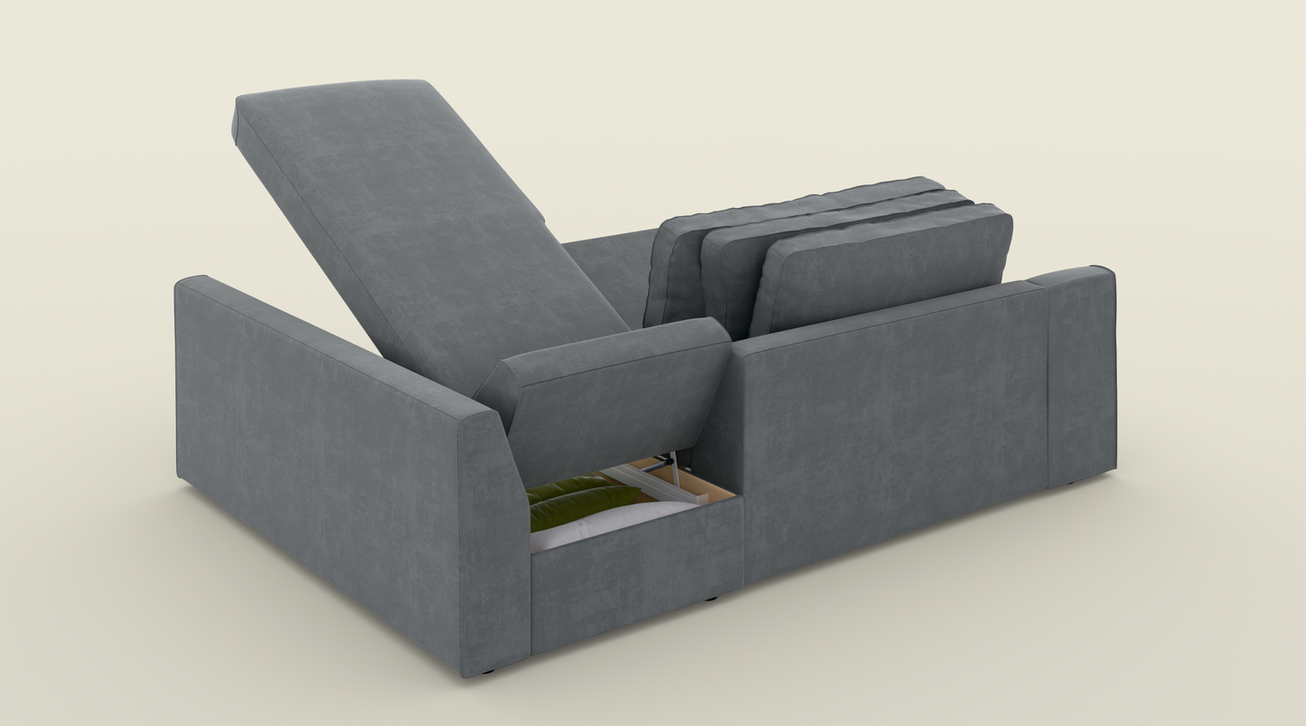 Narożnik z funkcją spania (ciemny szary / ciemny dąb) - OUTLET