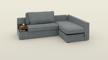 Narożnik z funkcją spania (ciemny szary / ciemny dąb) - OUTLET