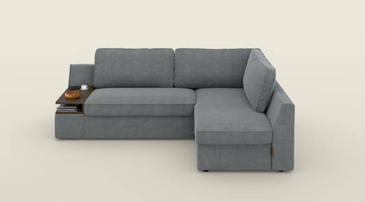 Narożnik z funkcją spania (ciemny szary / ciemny dąb) - OUTLET