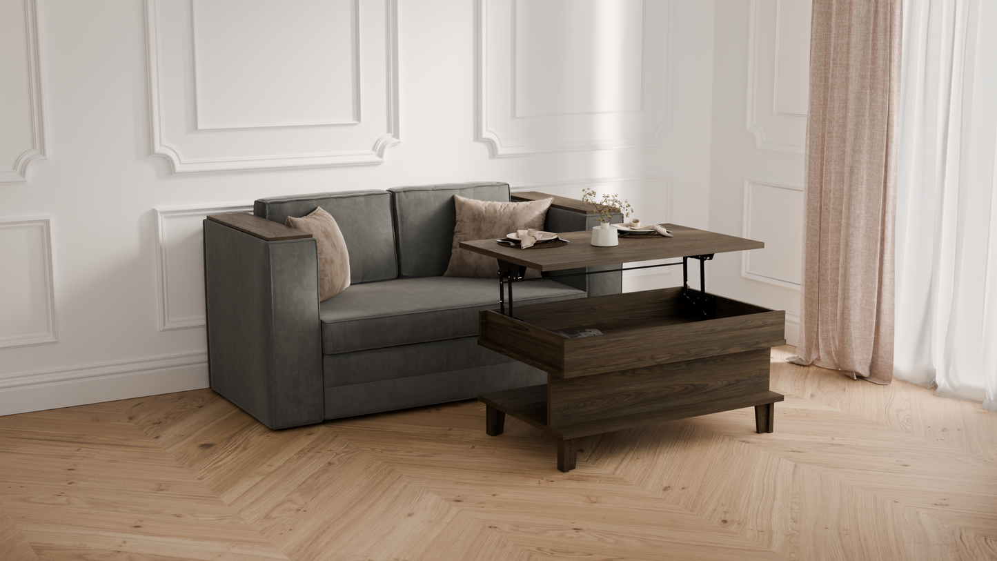 Sofa dwuosobowa i stolik z podnoszonym blatem - Zestaw 11