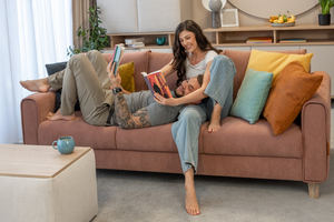Sofa trzyosobowa mocha mousse + jasny dąb | OUTLET